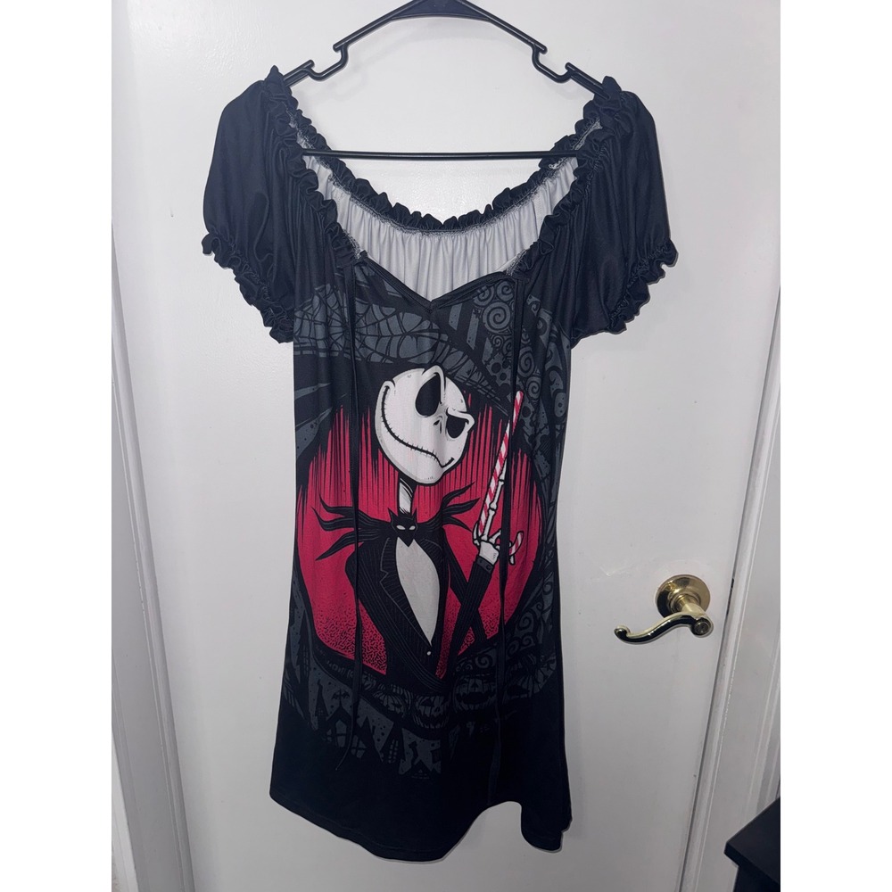 Disney Nightmare Before Christmas Jack Skellington Mini Dress Black Red Medium